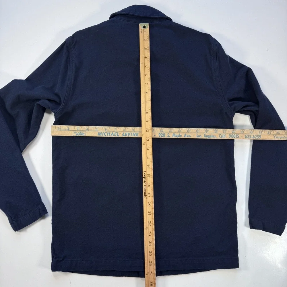 TOPMAN Lightweight Cotton Utility Chore Jacket Mens Small Blue Herringbone